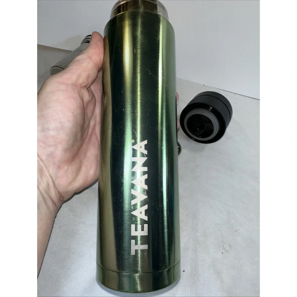 Teavana Contour 16 oz Green Stainless Tumbler - COMPLETE with Infuser Basket